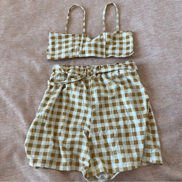 Sweet Mayhem Yellow/White Plaid Crop Top and Shorts Set (XS/S) - Picture 5 of 5
